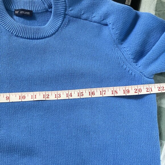 Gap Cotton Crewneck Sweater Womens L Blue Knit Classic Pullover Grandpa - Picture 6 of 7